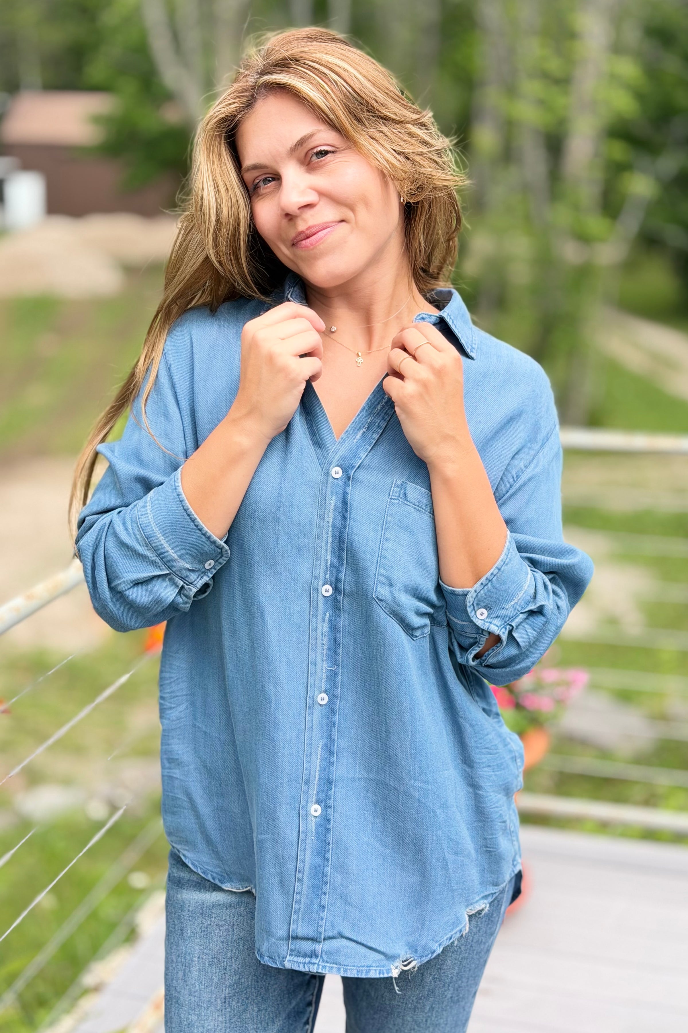 Ottavia Denim Button Down Top