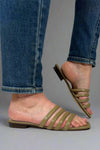 Cendi Multi Strap Slide Sandal Leather - Sage