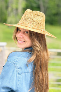Braided Rope Band Straw Hat - Tan