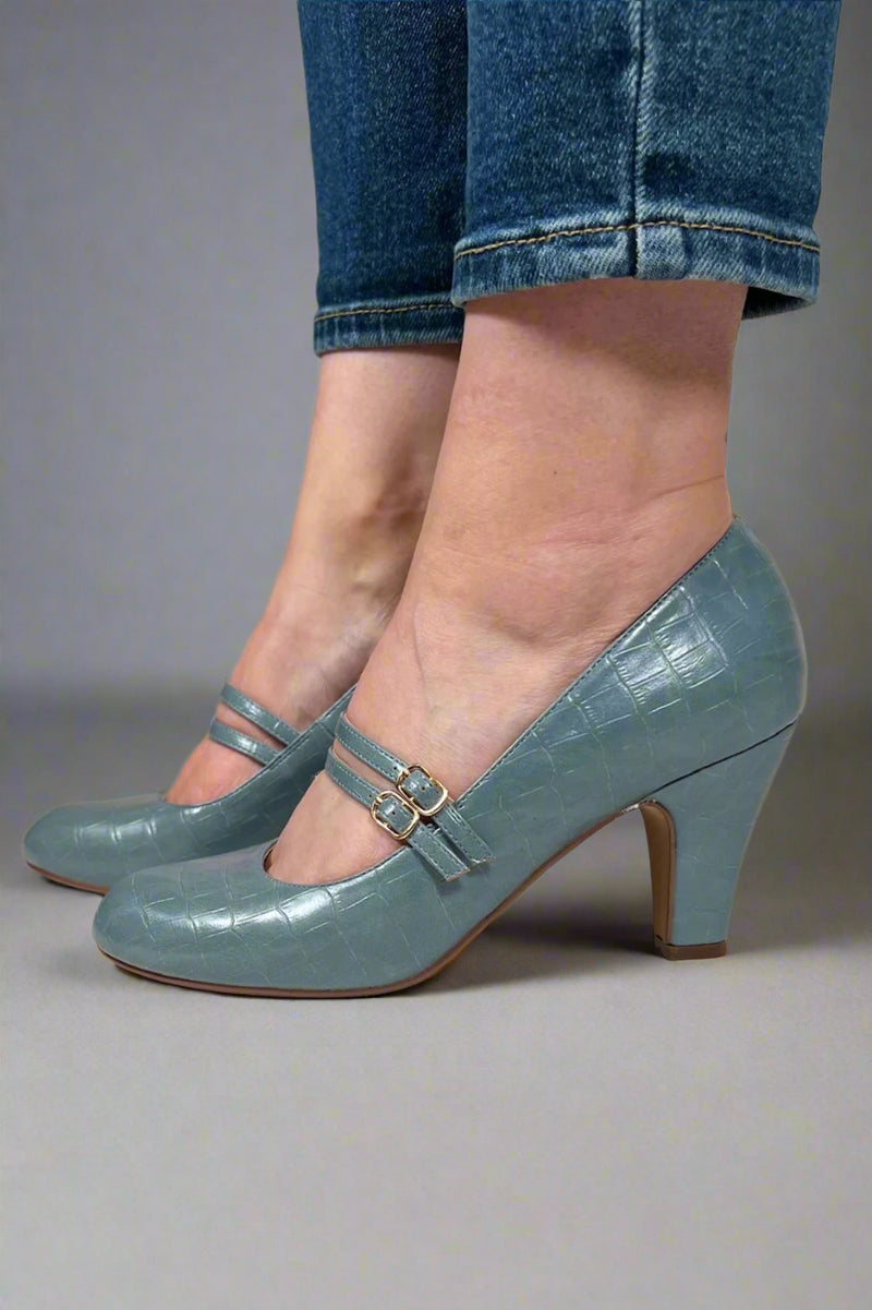 Windy Mary Jane Pump Heels - Blue