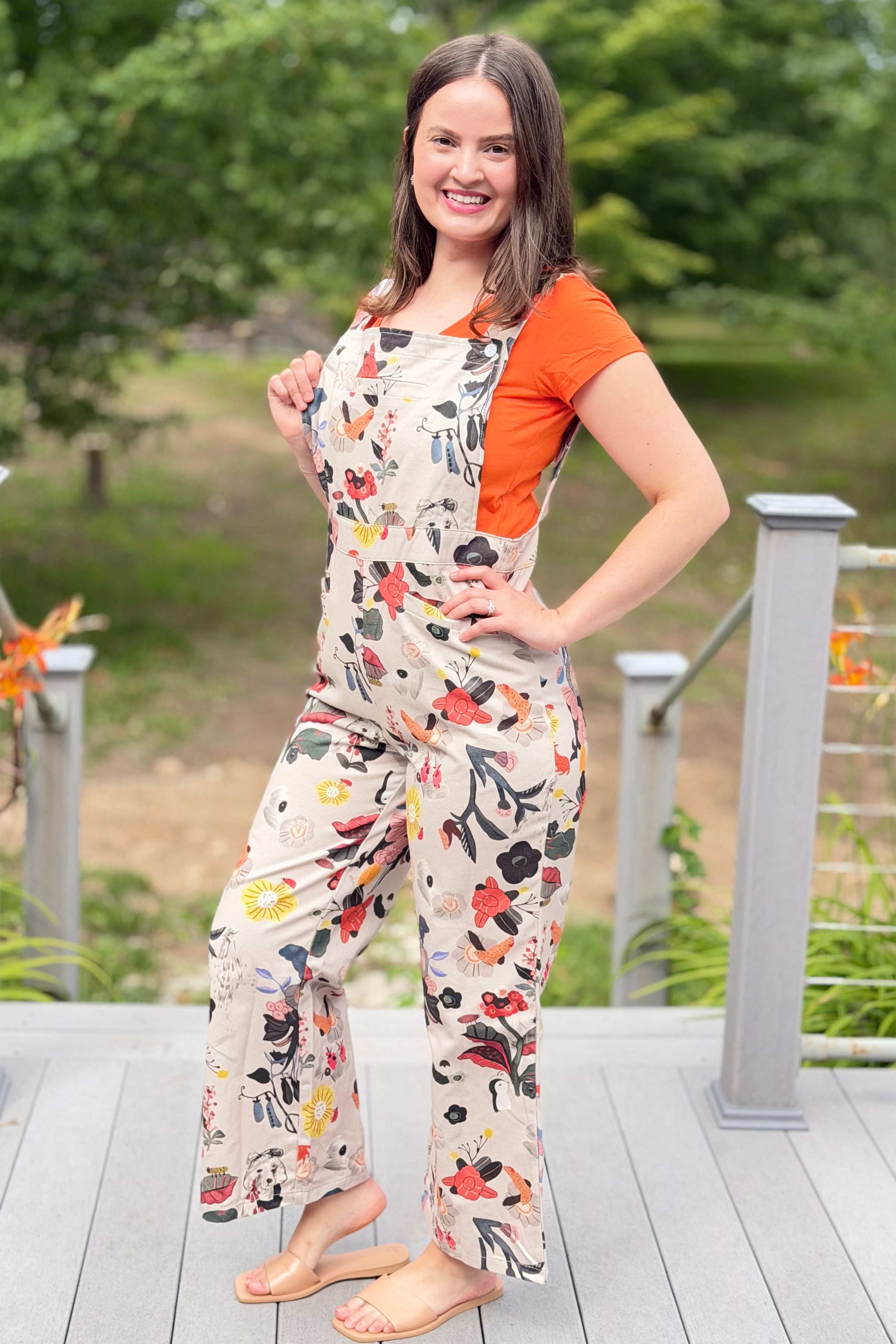 Bird Print Overalls
