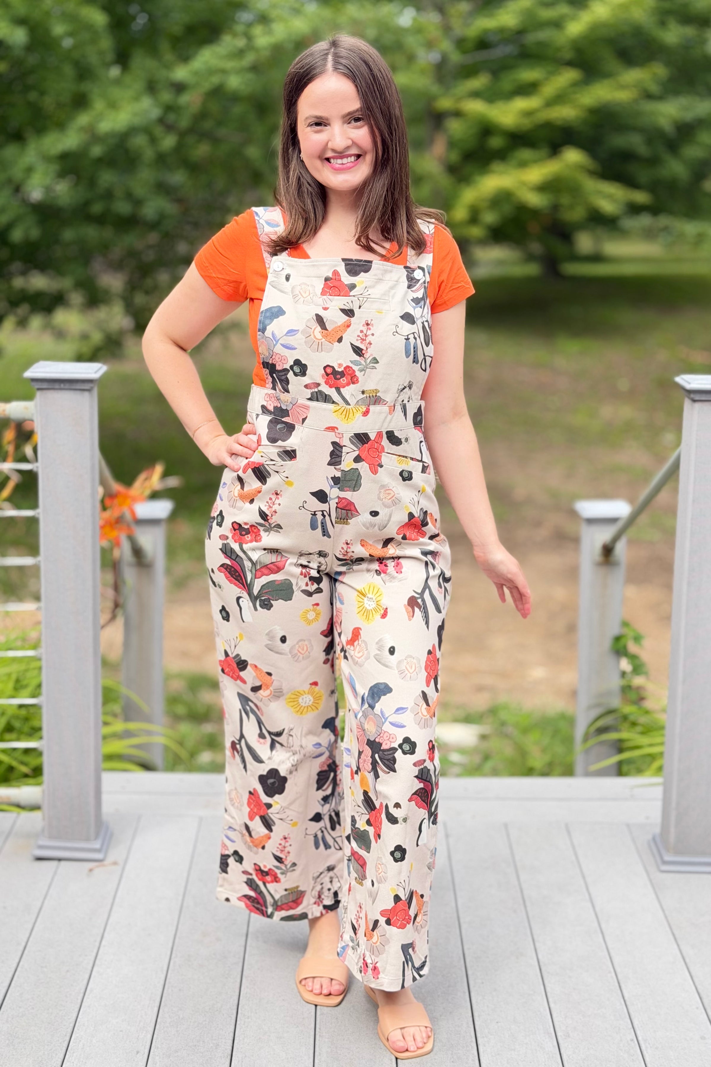 Bird Print Overalls