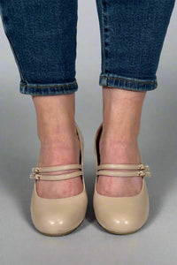 Windy Mary Jane Pump Heels - Nude