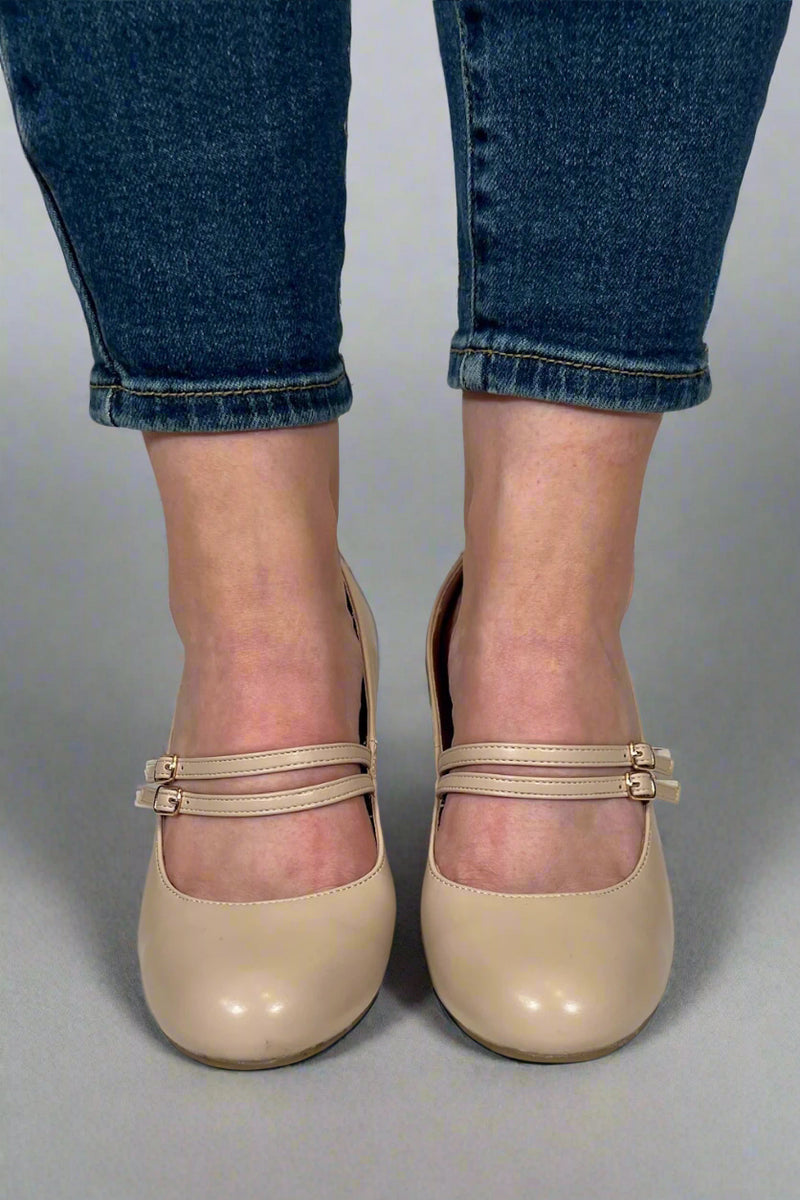 Windy Mary Jane Pump Heels - Nude
