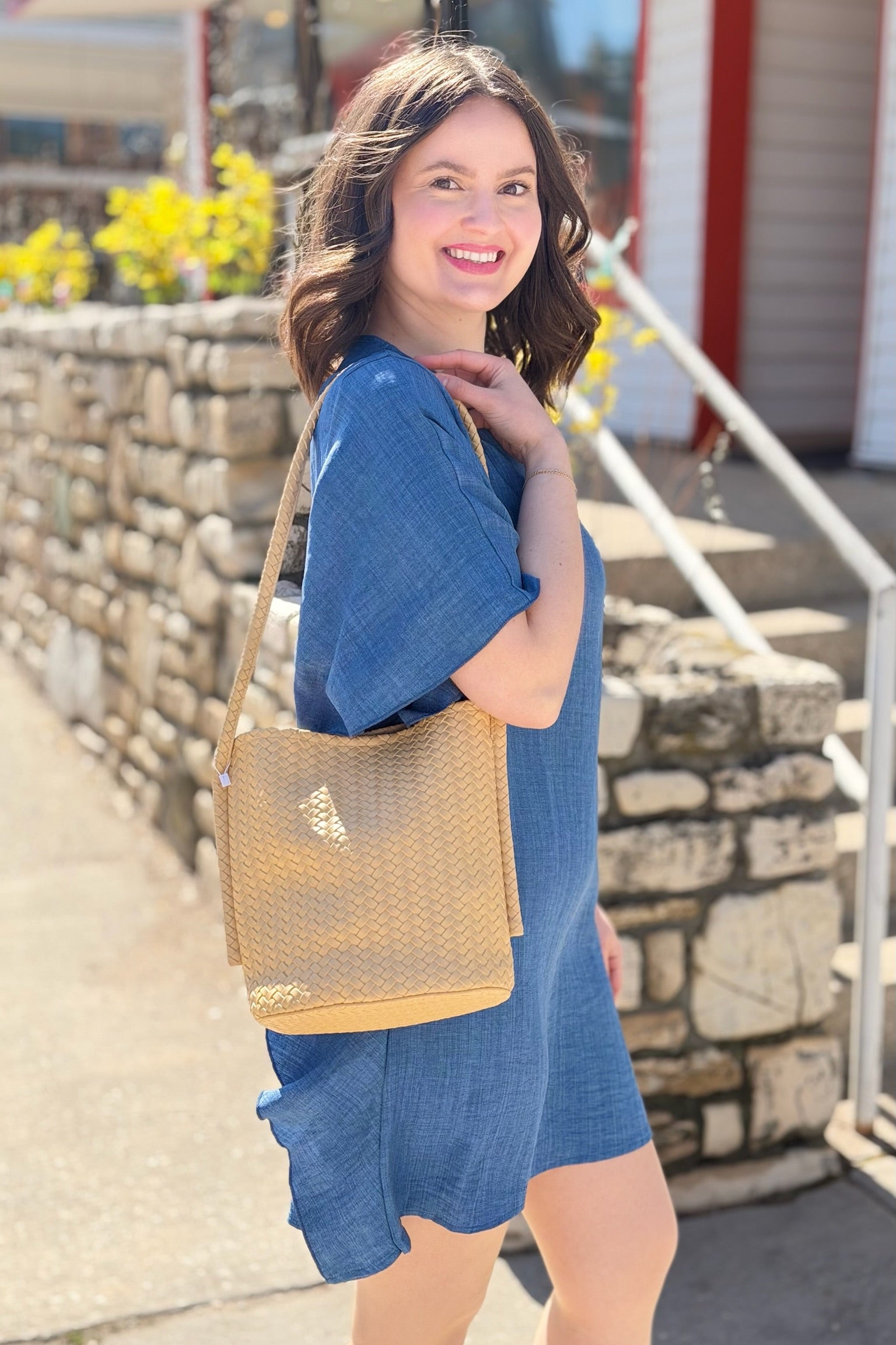 Woven Shoulder Bag - Yellow