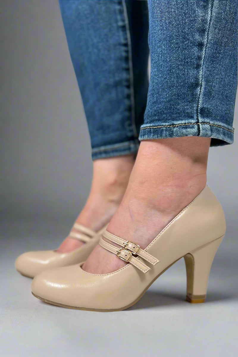 Windy Mary Jane Pump Heels - Nude