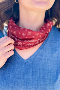 Paisley Scarf Bandana - Red