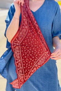 Paisley Scarf Bandana - Red