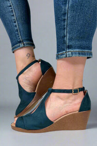 Kedzie Wedge Heel Sandals - Teal Blue