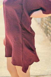 V-Neck Flowy Dress - Burgundy
