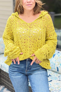 V-Neck Knitted Sweater - Green Tea