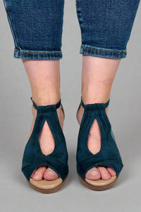 Kedzie Wedge Heel Sandals - Teal Blue