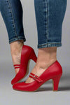 Windy Mary Jane Pump Heels - Red