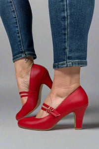 Windy Mary Jane Pump Heels - Red