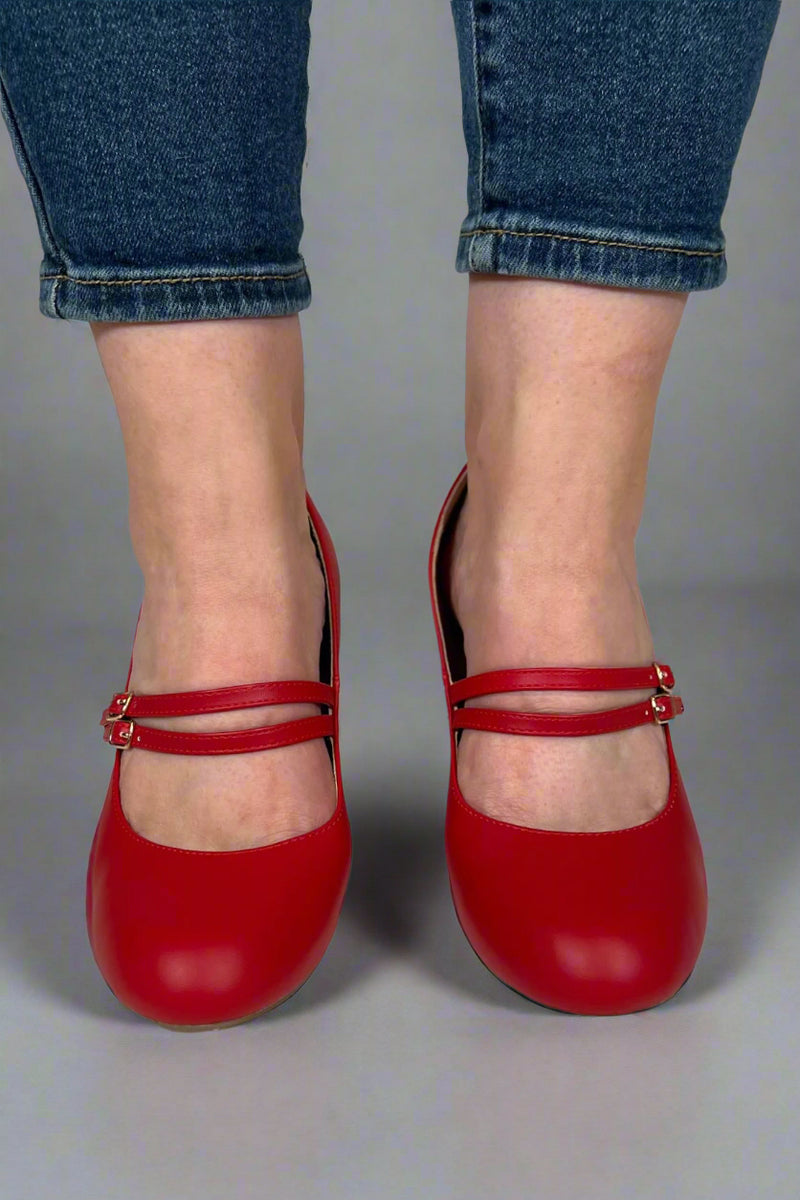 Windy Mary Jane Pump Heels - Red