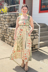 Printed Open-Back Maxi Dress - Ecru