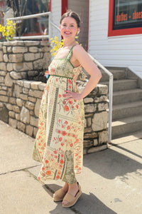 Printed Open-Back Maxi Dress - Ecru