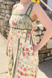 Printed Open-Back Maxi Dress - Ecru