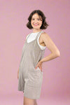Cross Back Strap Sleeveless Romper - Stone