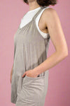 Cross Back Strap Sleeveless Romper - Stone