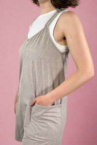 Cross Back Strap Sleeveless Romper - Stone