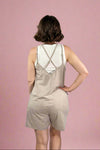 Cross Back Strap Sleeveless Romper - Stone