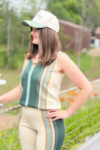 Knit Border Stripe Sleeveless Top