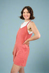 Cross Back Strap Sleeveless Romper - Coral