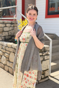 Printed Open-Back Maxi Dress - Ecru