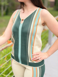 Knit Border Stripe Sleeveless Top