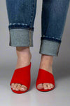 Allea Block Heeled Mules - Red