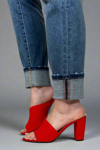 Allea Block Heeled Mules - Red