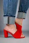 Allea Block Heeled Mules - Red