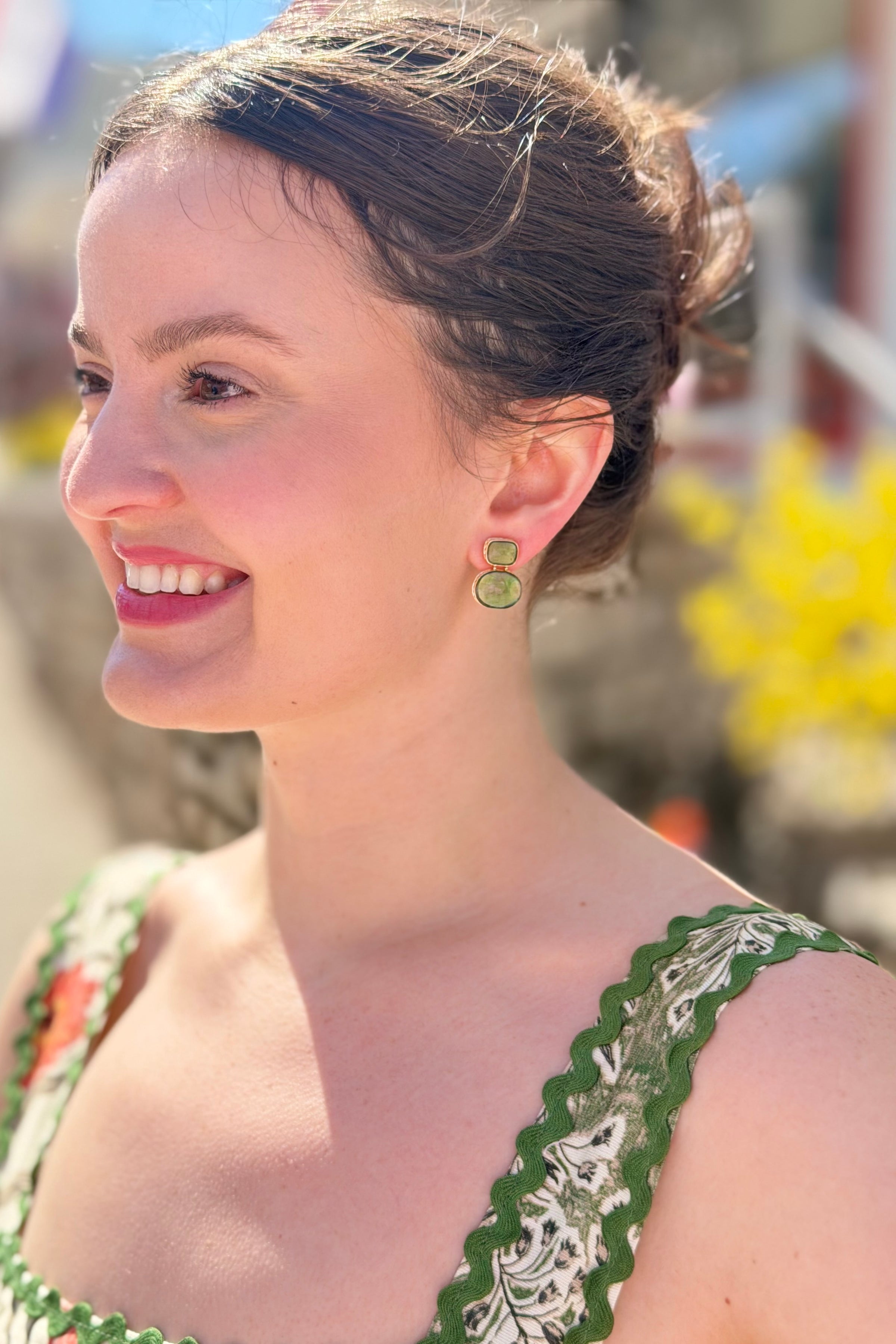 Natural Shell Iridescent Geometric Drop Earrings