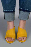 Allea Block Heeled Mules - Mustard