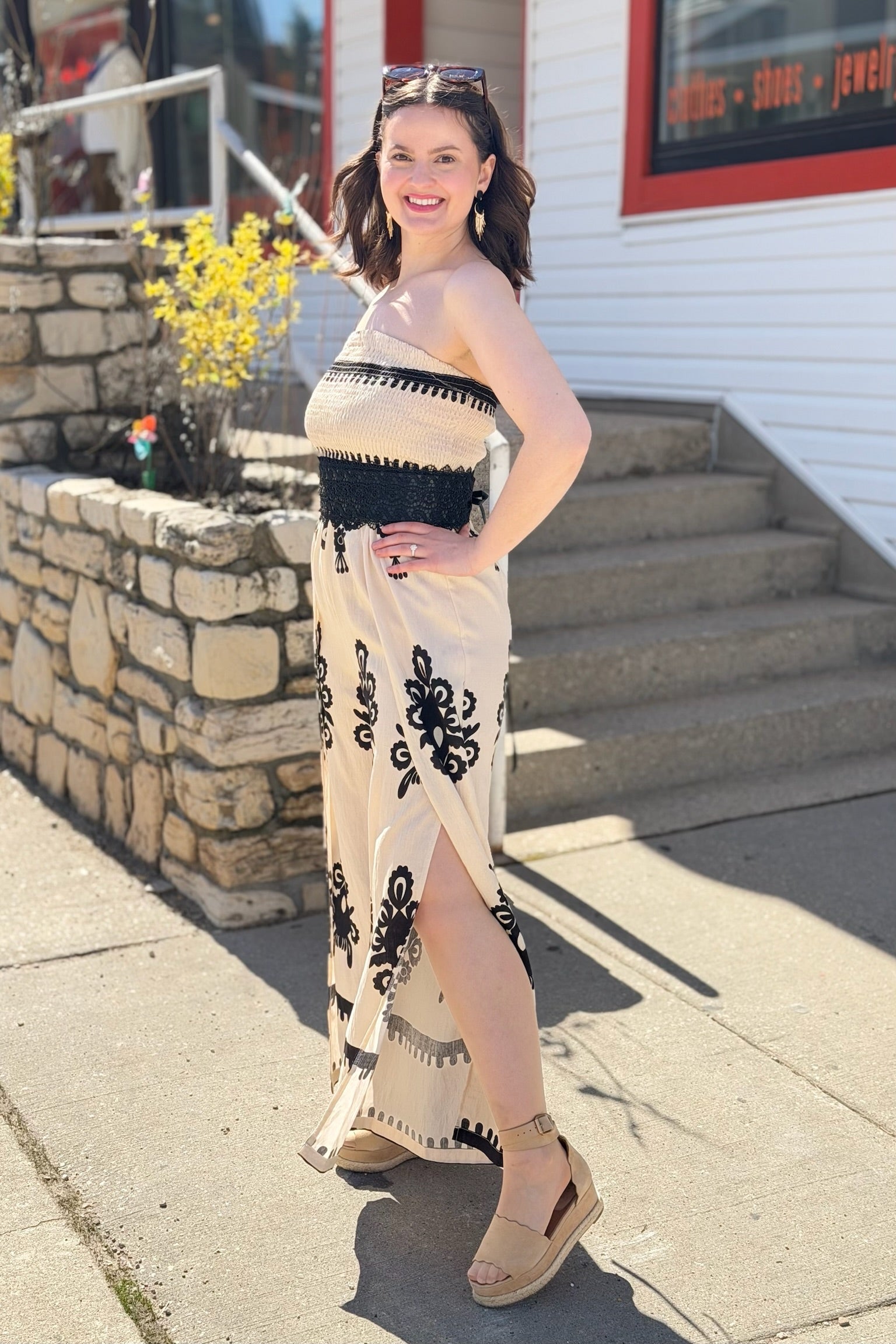 Smocked Strapless Jumpsuit