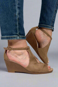 Kedzie Wedge Heel Sandals - Taupe