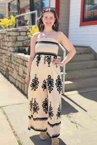 Smocked Strapless Jumpsuit