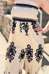 Smocked Strapless Jumpsuit