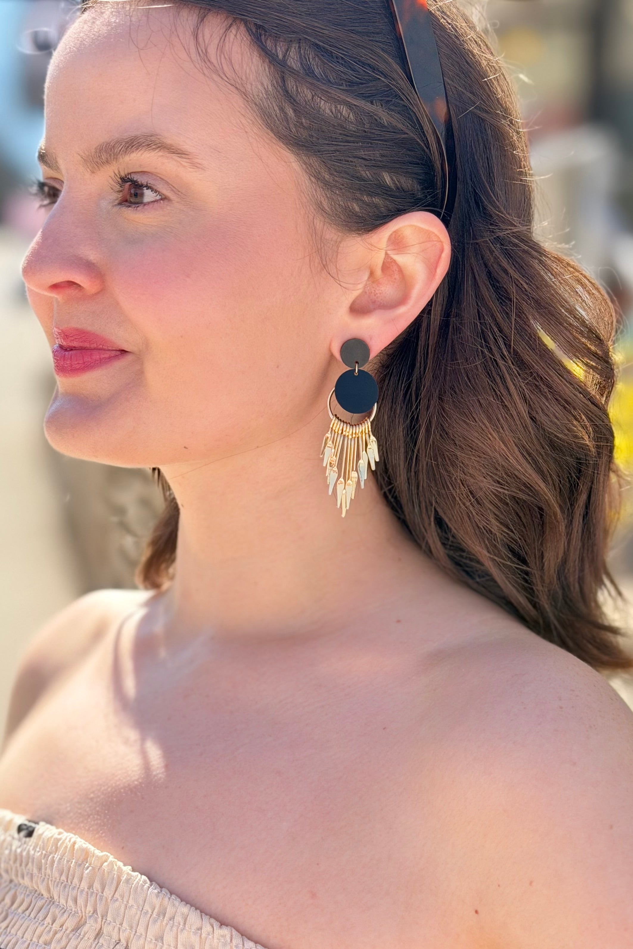 Gold Plated Tassel Drop Earrings