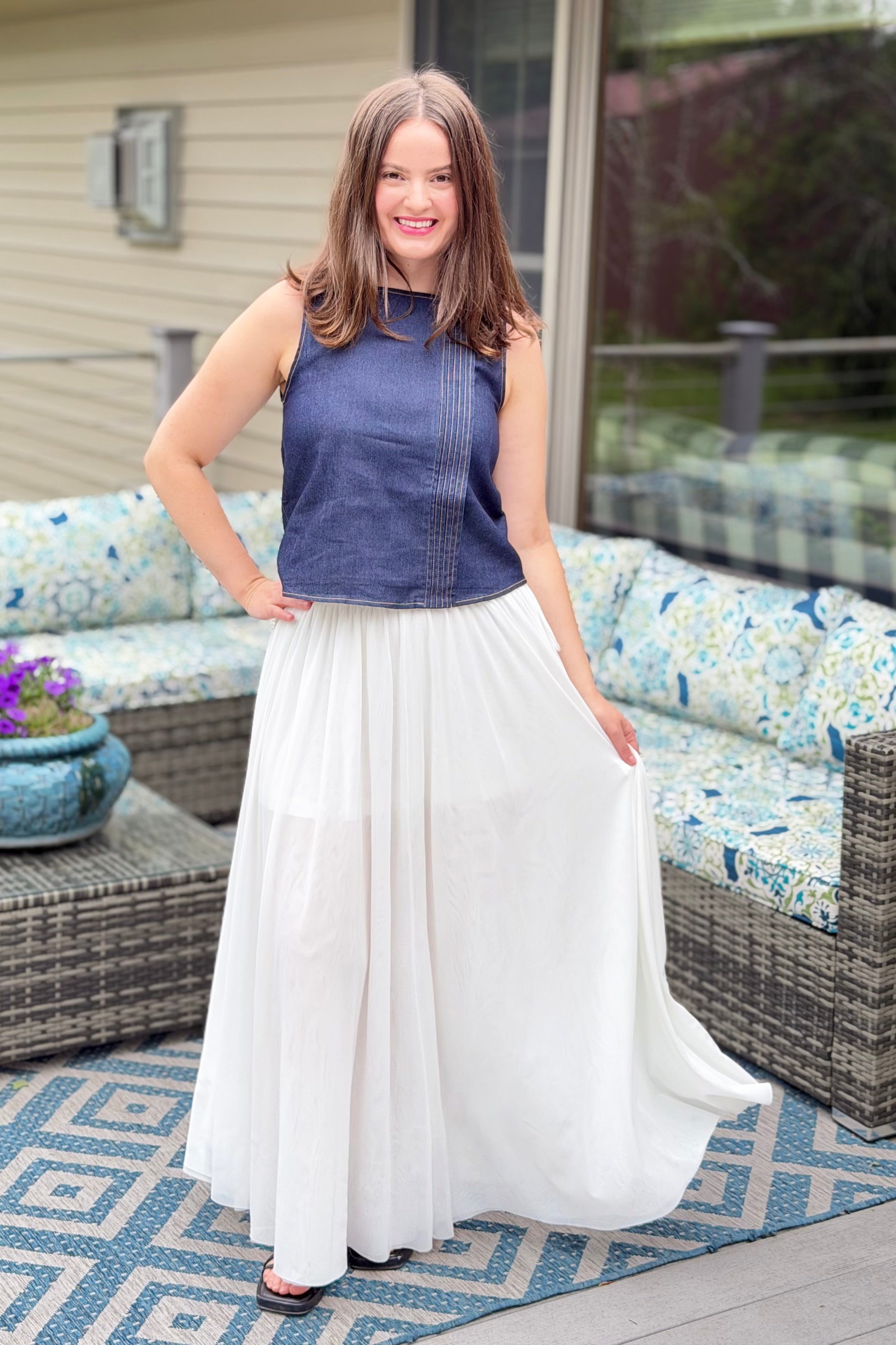 Flowy Mesh Maxi Skirt - Ivory