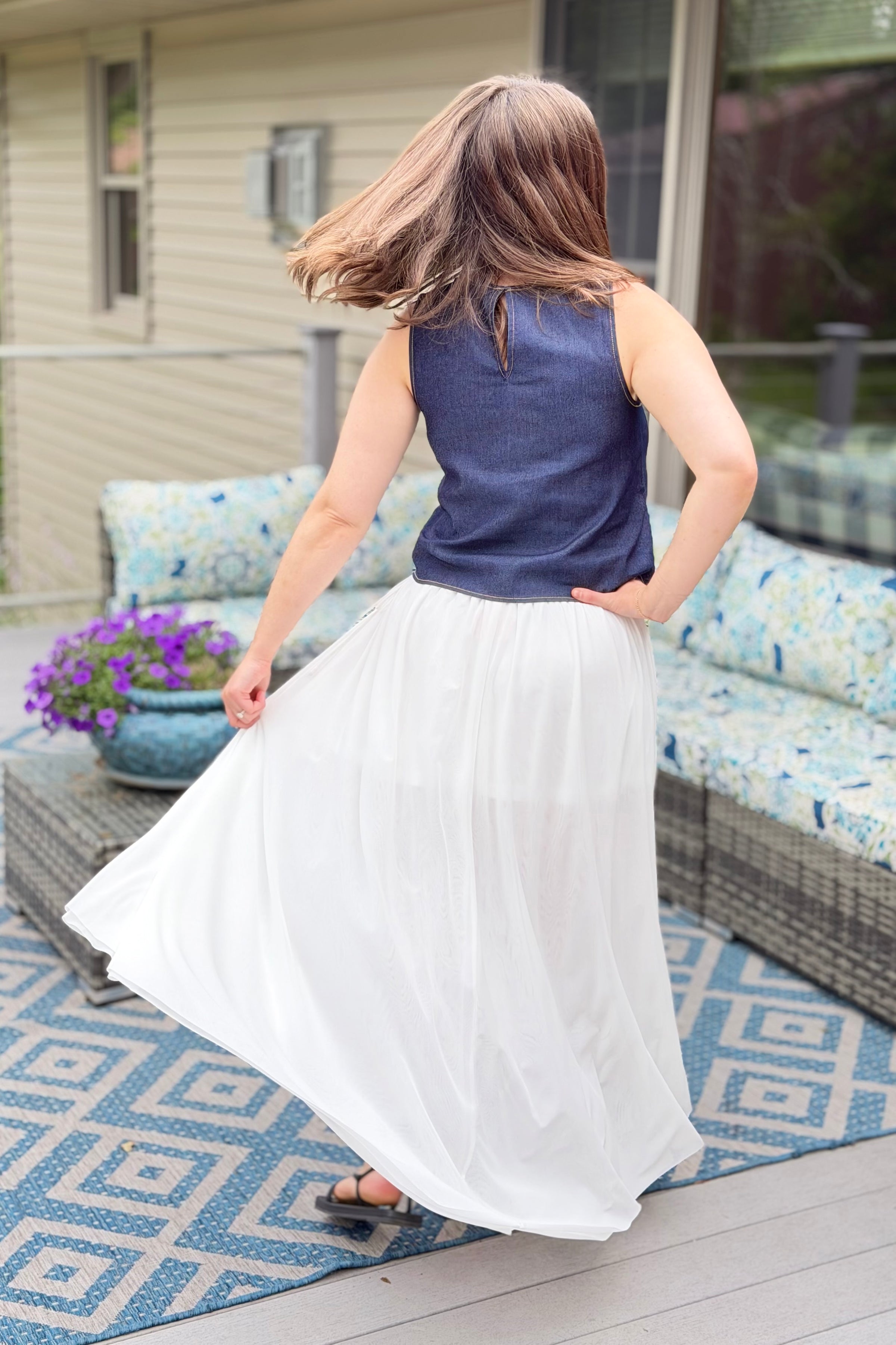 Flowy Mesh Maxi Skirt - Ivory