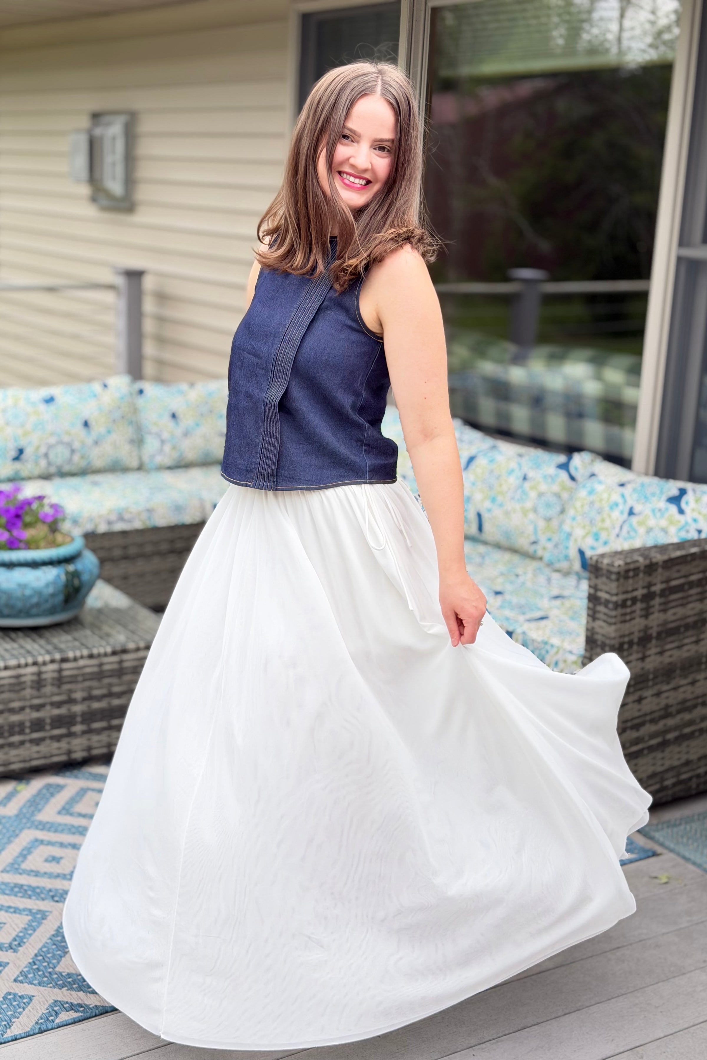 Flowy Mesh Maxi Skirt - Ivory