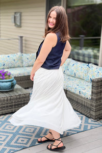 Flowy Mesh Maxi Skirt - Ivory