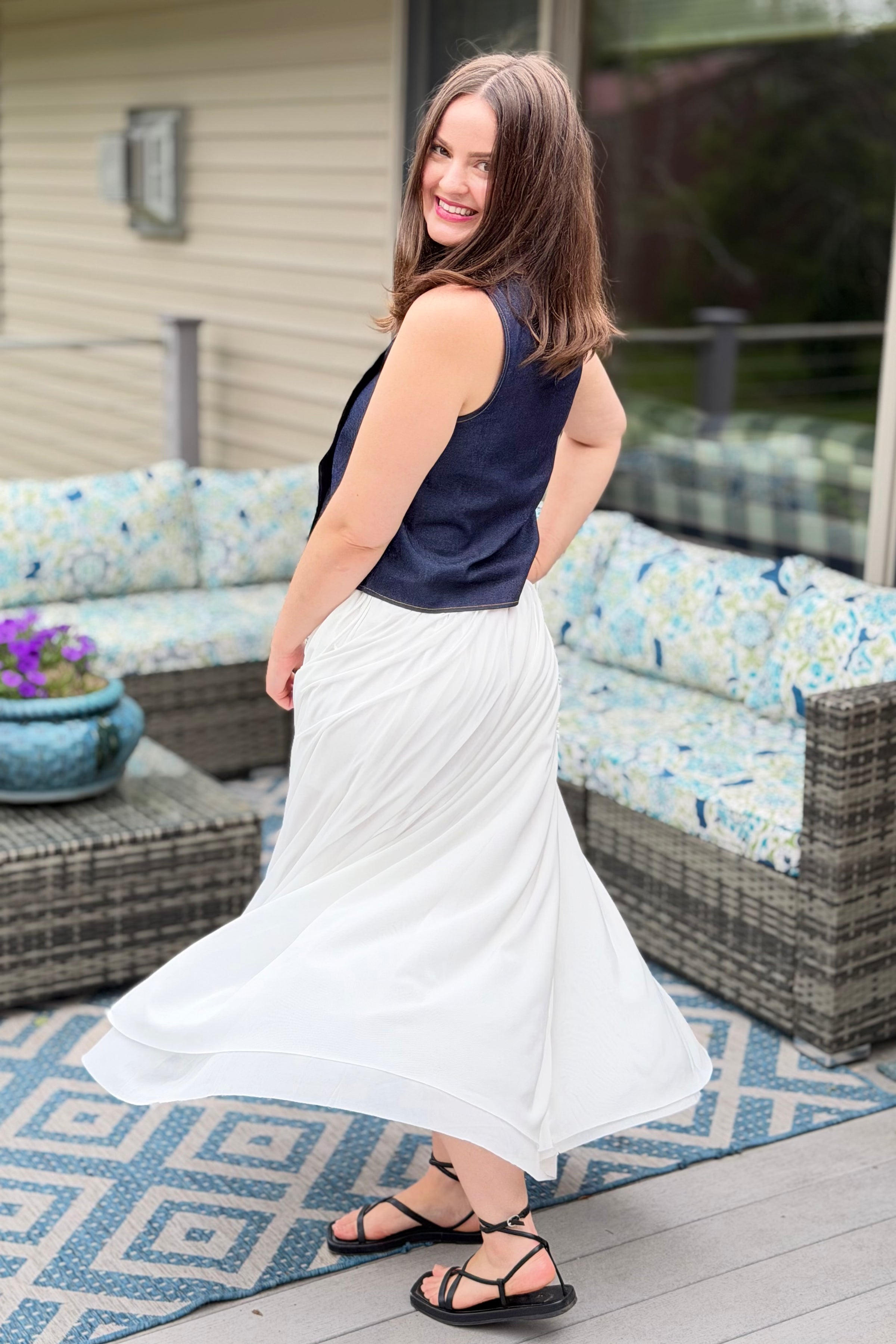 Flowy Mesh Maxi Skirt - Ivory