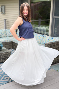 Flowy Mesh Maxi Skirt - Ivory