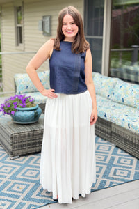 Flowy Mesh Maxi Skirt - Ivory