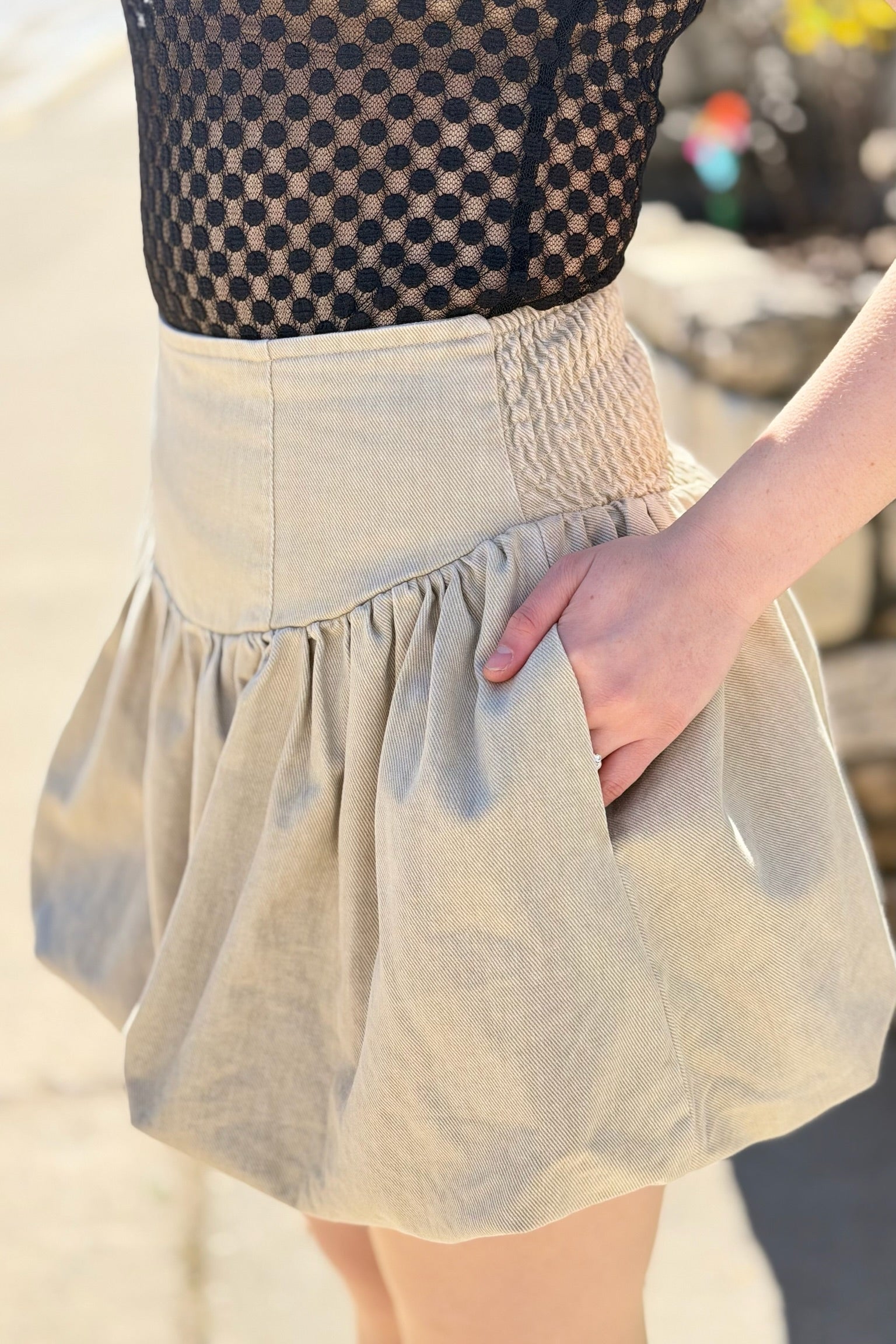 Bubble Balloon Mini Skirt - Taupe