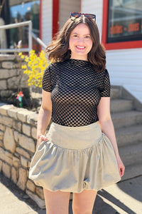 Short Sleeve Dot Top - Black
