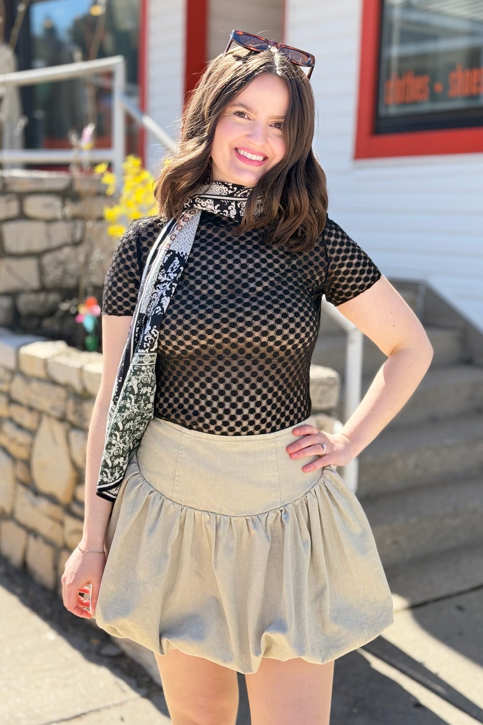 Bubble Balloon Mini Skirt - Taupe